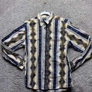 Vintage Wrangler Western Pearl Snap Long Sleeve Shirt Aztec Navajo Women's XL